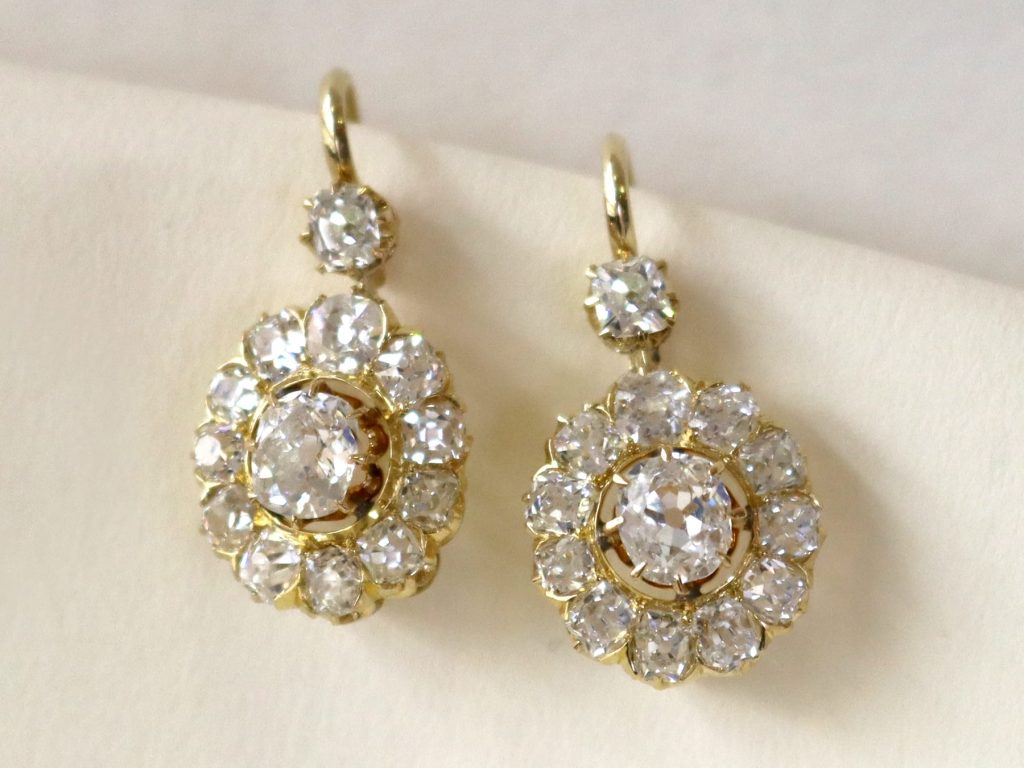 gold diamond drop earrings