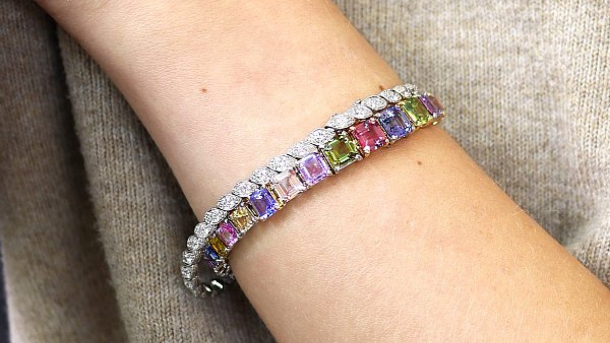 gemstone bracelets on wrist