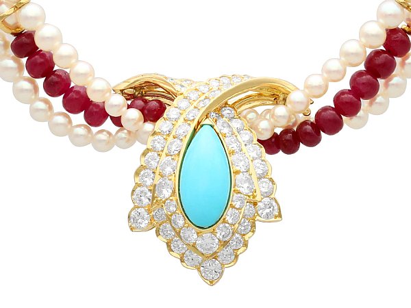 diamond and pearl colourful necklace
