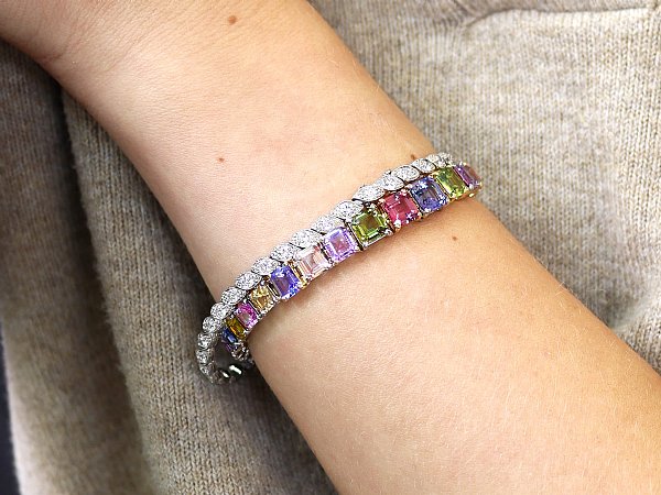 colourful sapphire tennis bracelet 