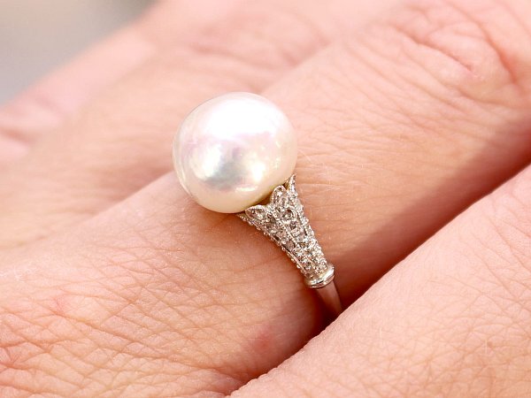 pearl and diamond engagement ring